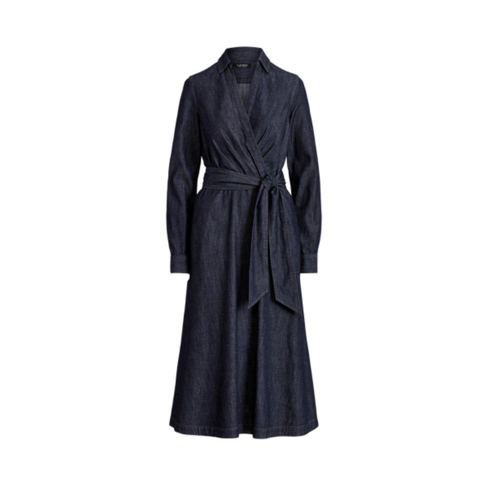 LRL Denim Long-Sleeve Midi Dress